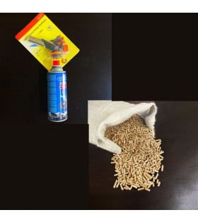Tepsi Aparatlı 60 cm Camlı Füze Soba + Pürmüz + 2,5 kg Pelet, Tam Set